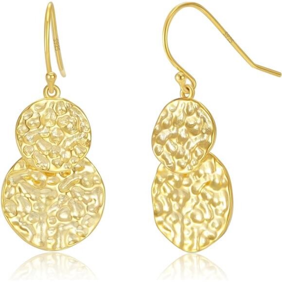 Gold Dangle Earrings – 14K Gold Plated Drop Earrings - Picture 1 of 6